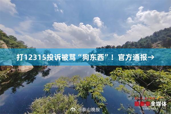 打12315投诉被骂“狗东西”！官方通报→