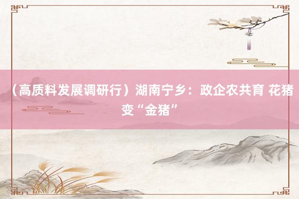 （高质料发展调研行）湖南宁乡：政企农共育 花猪变“金猪”