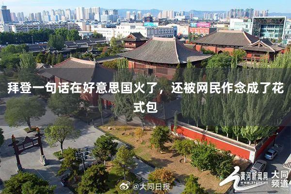 拜登一句话在好意思国火了，还被网民作念成了花式包